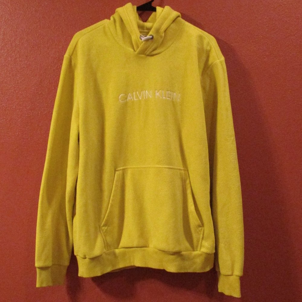 Calvin Klein Jeans Hoodie Woman XL Yellow White Summer Winter Pullover Hoodie